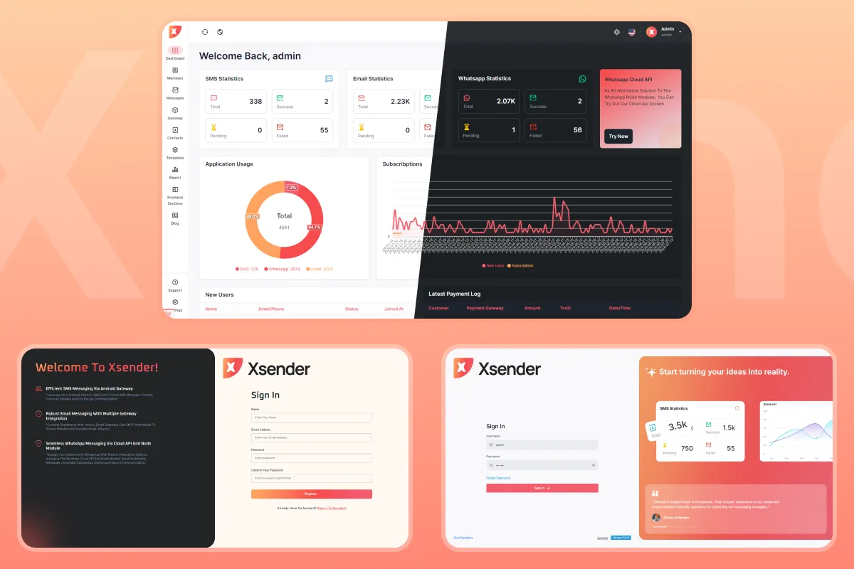 XSender - Bulk Email, SMS and WhatsApp Messaging Application [SAAS]