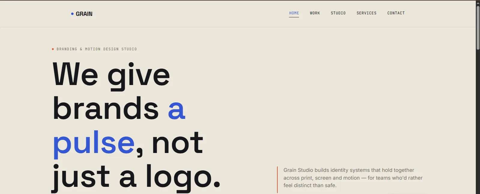 Grain studio branding & motion design