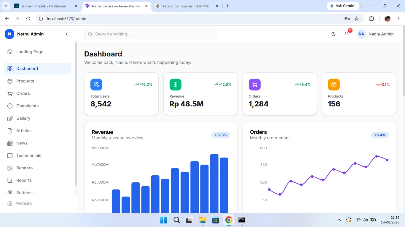 APLIKASI PENJUALAN DENGAN LANDING PAGE, DAN ADMIN TER INTERGRASI MENGGUNAKAN REACT + VITE