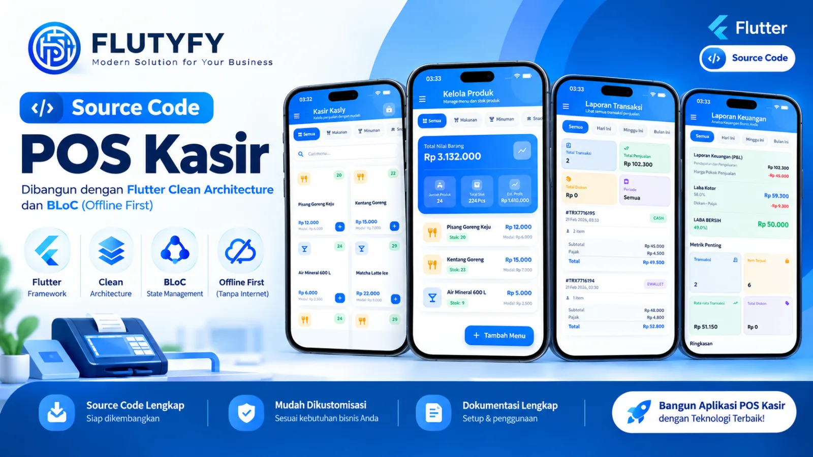 Source Code Flutter POS Kasir - Clean Architecture & BLoC (Offline)