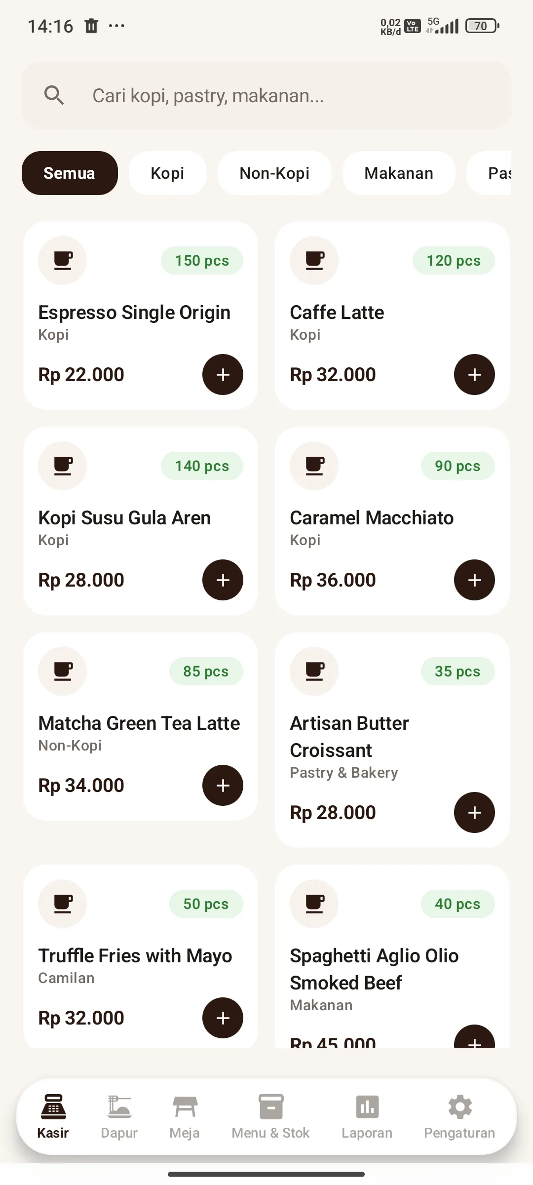 Kasir kafe pro