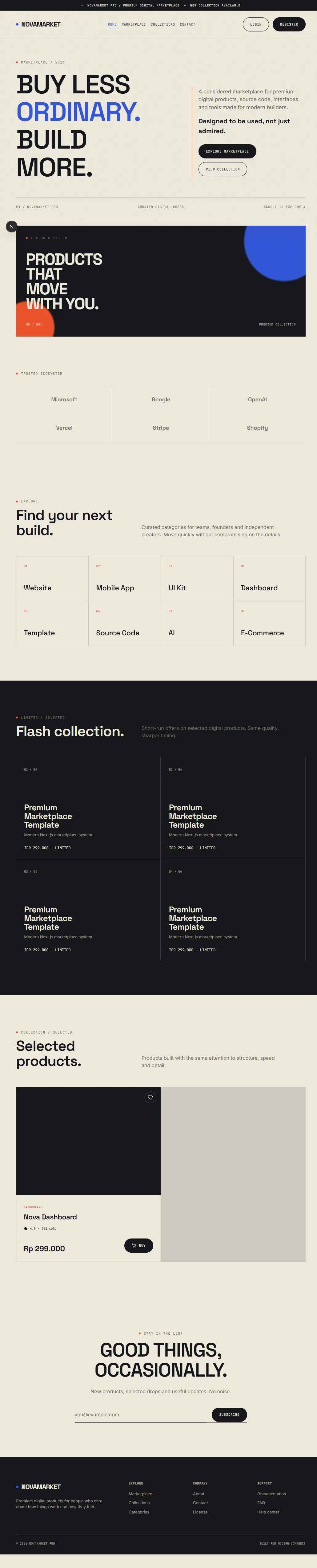 NovaMarket Pro — Antarmuka Pengguna Marketplace Next.js Premium