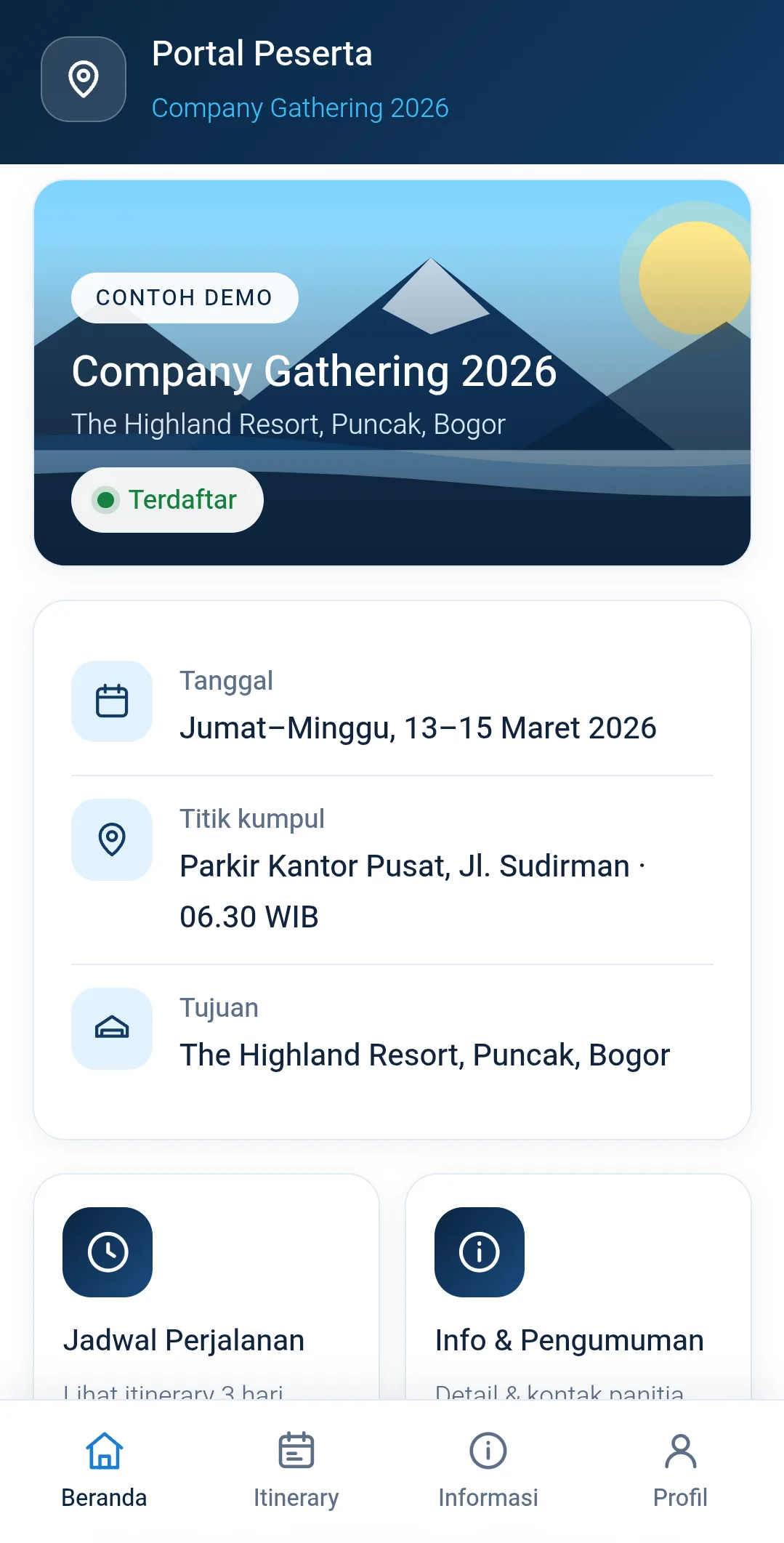 Source Code Portal Peserta Mobile — Website Informasi Perjalanan & Acara (PHP Native + CMS)