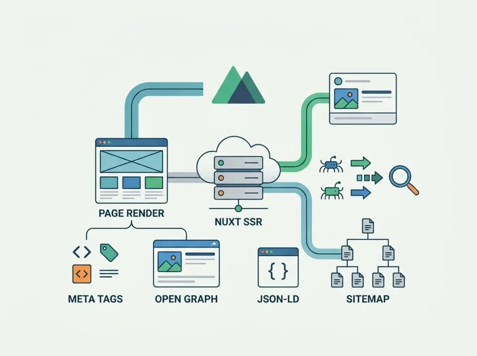 SEO Nuxt 2026: Meta Tags, Open Graph, Schema Markup, dan Sitemap Modern