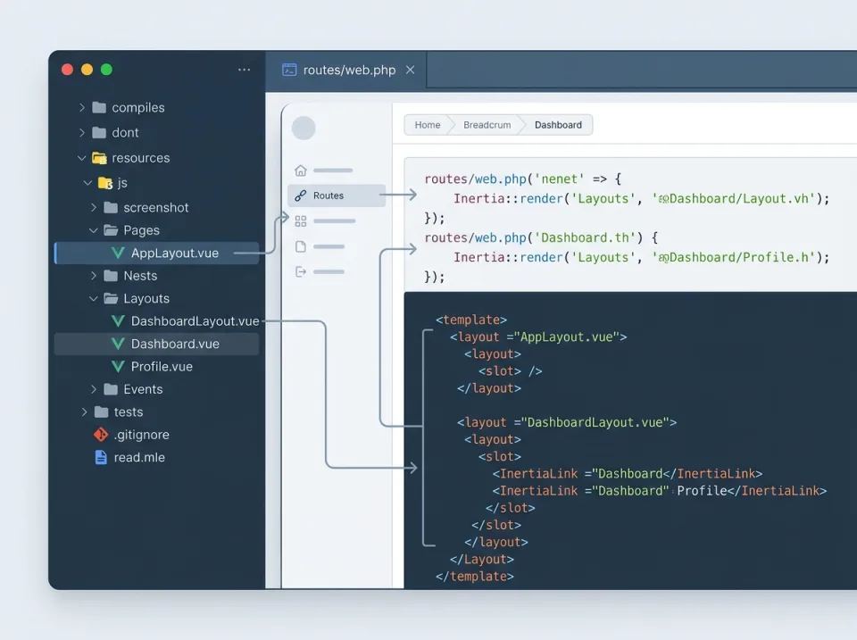 Layout Bertingkat dan Navigasi Dinamis pada Inertia.js + Vue 3 di Laravel